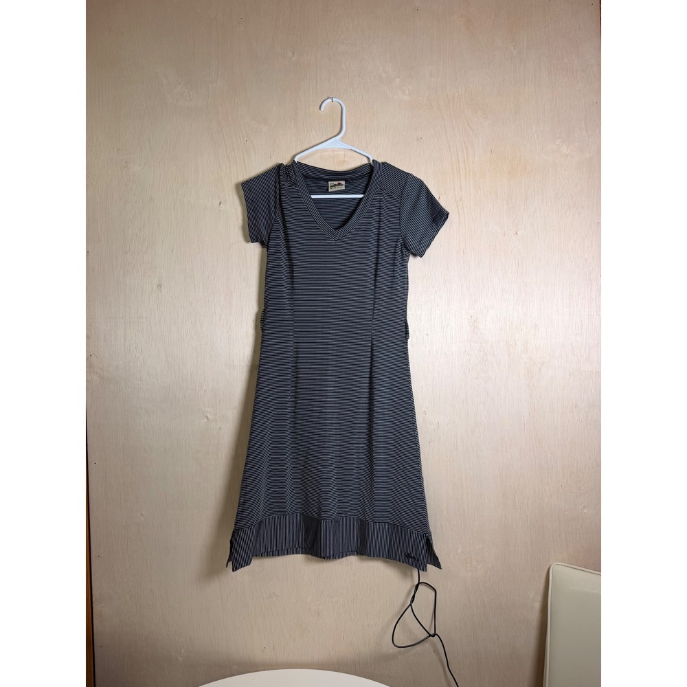 KAVU T-Shirt Dress Womens XXS Navy Blue Striped good V-Neck Short Sleeve